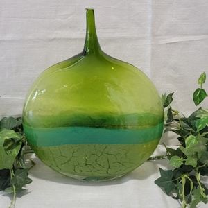 Green Glass Art Vase